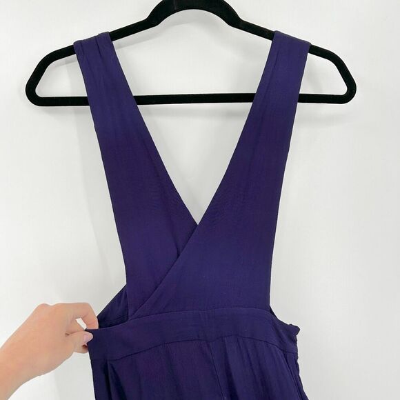 ANTHROPOLOGIE Maeve Purple Wide Leg Lightweight Boho Overalls Jumpsuit Size 0 - Picture 4 of 9